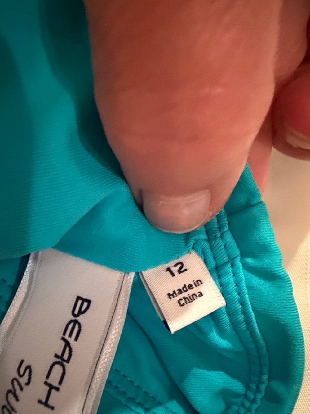 Beach House Turquoise and White Swim Top with Geometric Accent - Picture 3 of 14